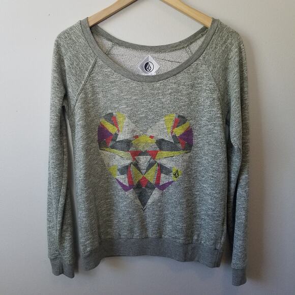 Volcom Womens Geometric Sweatshirt Green Heather Knit Size Small - Picture 5 of 11